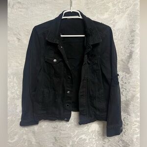 Refuge size m denim black distressed jacket!